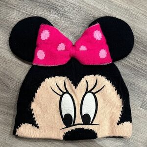 Disney Minnie Mouse Black Hat with Pink Polka Dot Bow